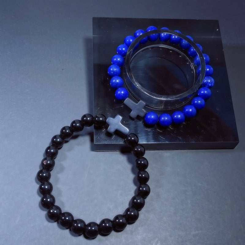 Men's Turquoise Beaded Cross Bracelet Featuring Unique Craftsmanship