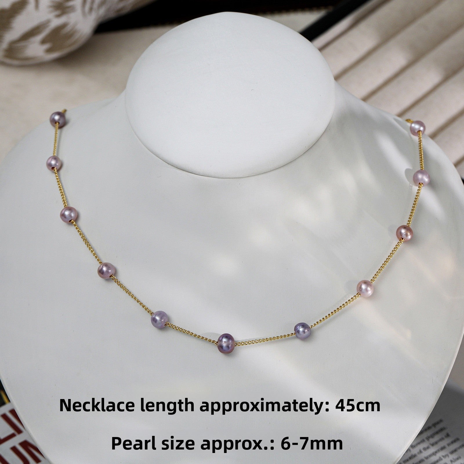 Freshwater Pearl Necklace With 7-8mm Near-Round Pearls In Copper Setting, Featuring Commute Style