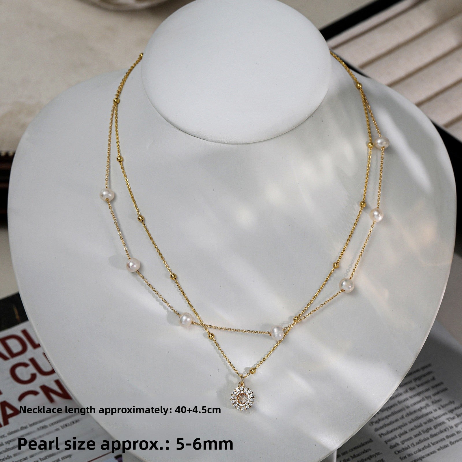 Freshwater Pearl Necklace With 7-8mm Near-Round Pearls In Copper Setting, Featuring Commute Style