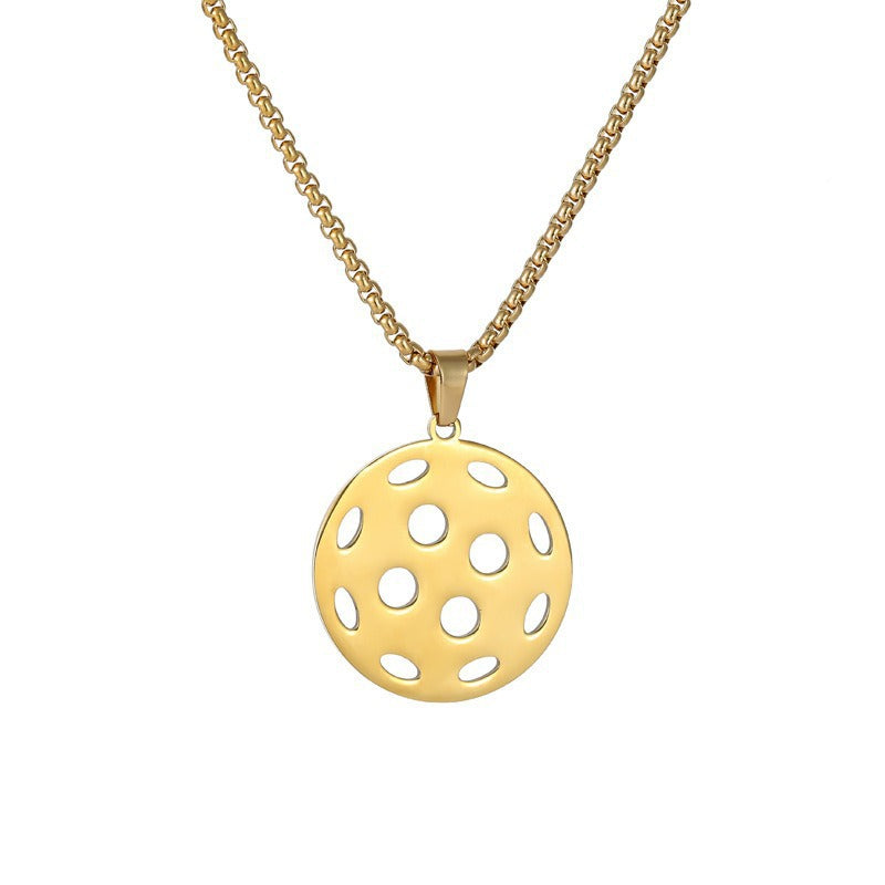 Round Gold Unisex Necklace With 304 Stainless Steel Box Chain Featuring Artificial Pearl And Titanium Steel Pendant