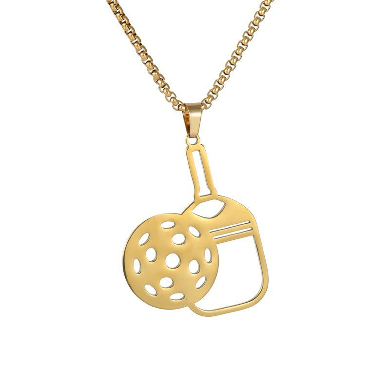 Round Gold Unisex Necklace With 304 Stainless Steel Box Chain Featuring Artificial Pearl And Titanium Steel Pendant