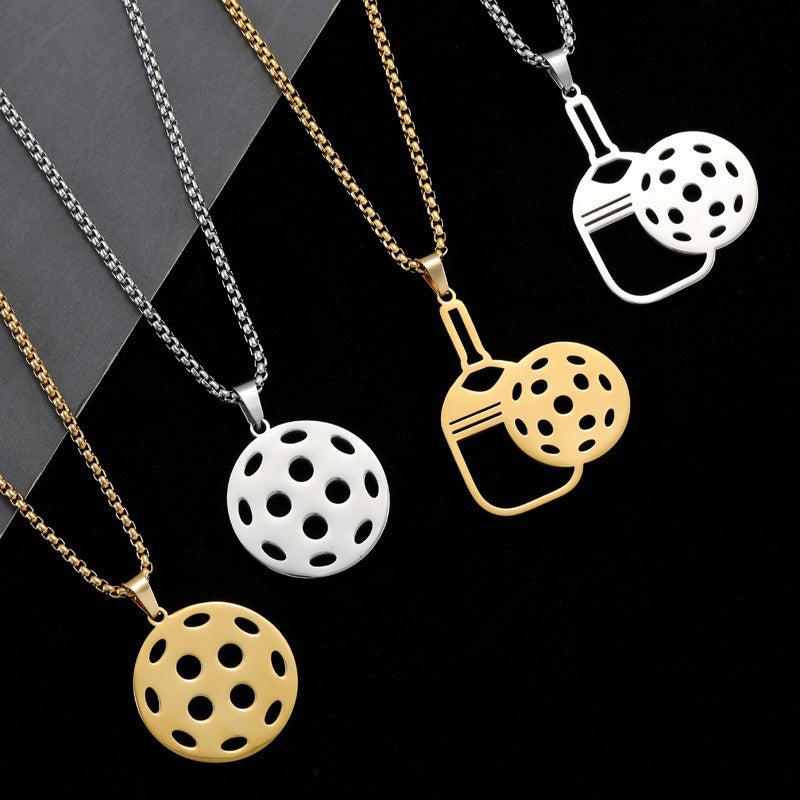 Round Gold Unisex Necklace With 304 Stainless Steel Box Chain Featuring Artificial Pearl And Titanium Steel Pendant