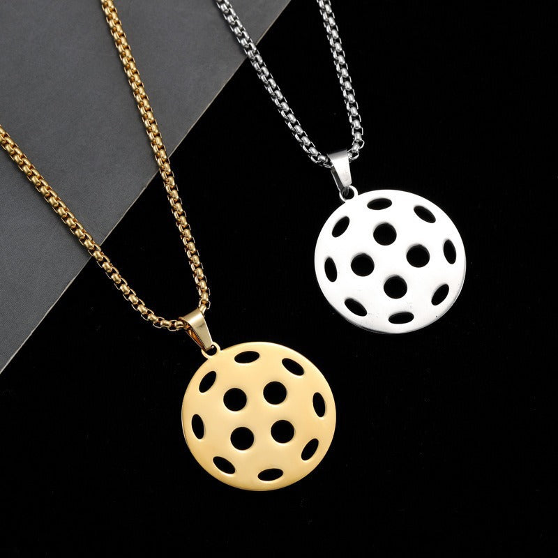 Round Gold Unisex Necklace With 304 Stainless Steel Box Chain Featuring Artificial Pearl And Titanium Steel Pendant