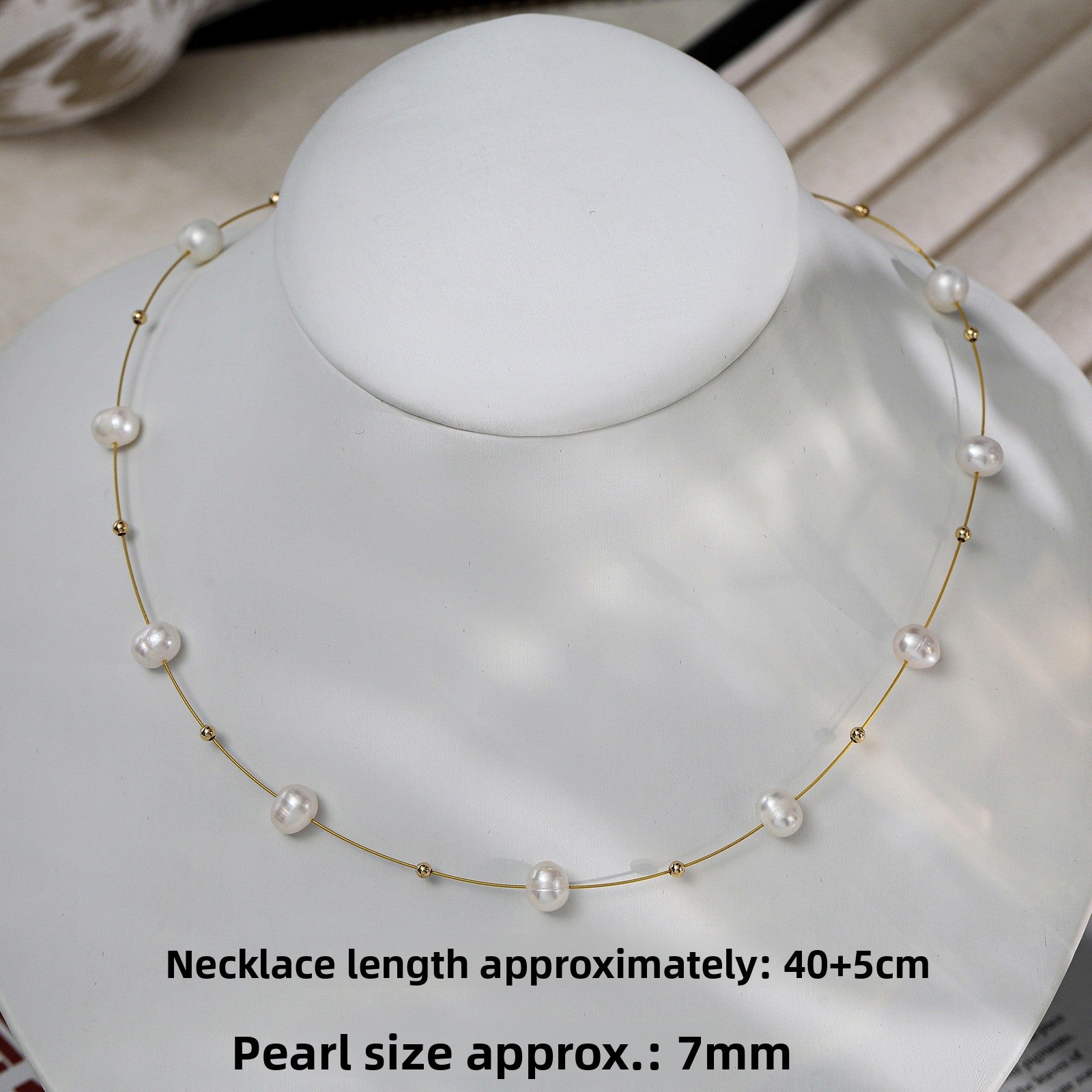 Freshwater Pearl Necklace With 7-8mm Near-Round Pearls In Copper Setting, Featuring Commute Style