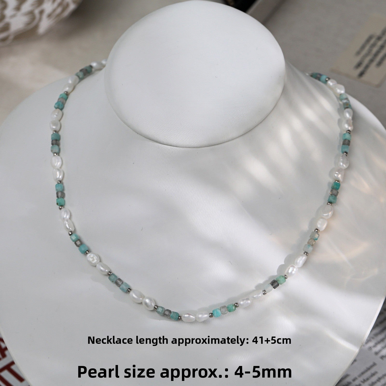 New Style Color Block Necklace Featuring 4-5mm Baroque Freshwater Pearls With Copper Metal
