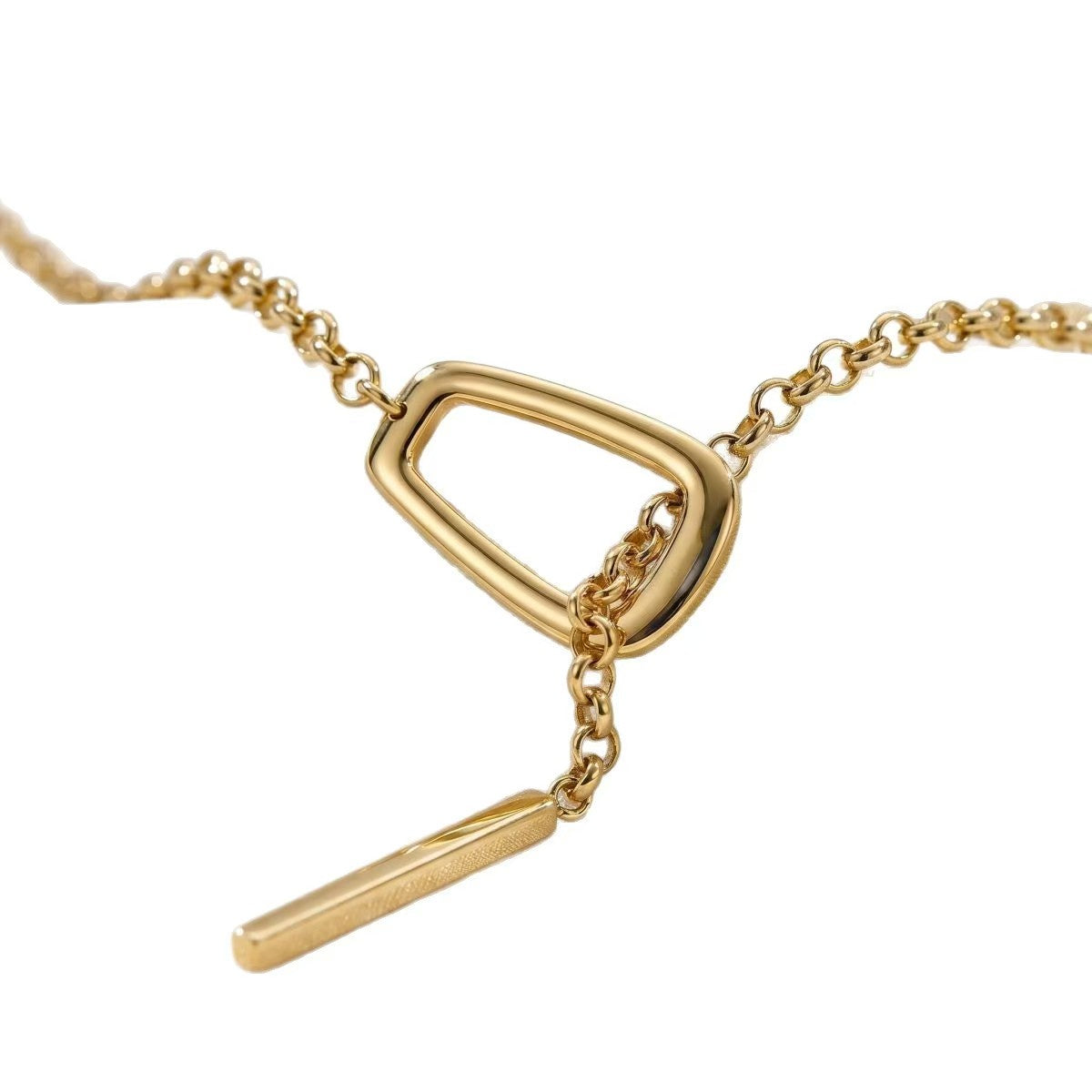 IG Style Geometric Asymmetrical Necklace For Women With KC Golden Plated Zinc Alloy And Cable Chain