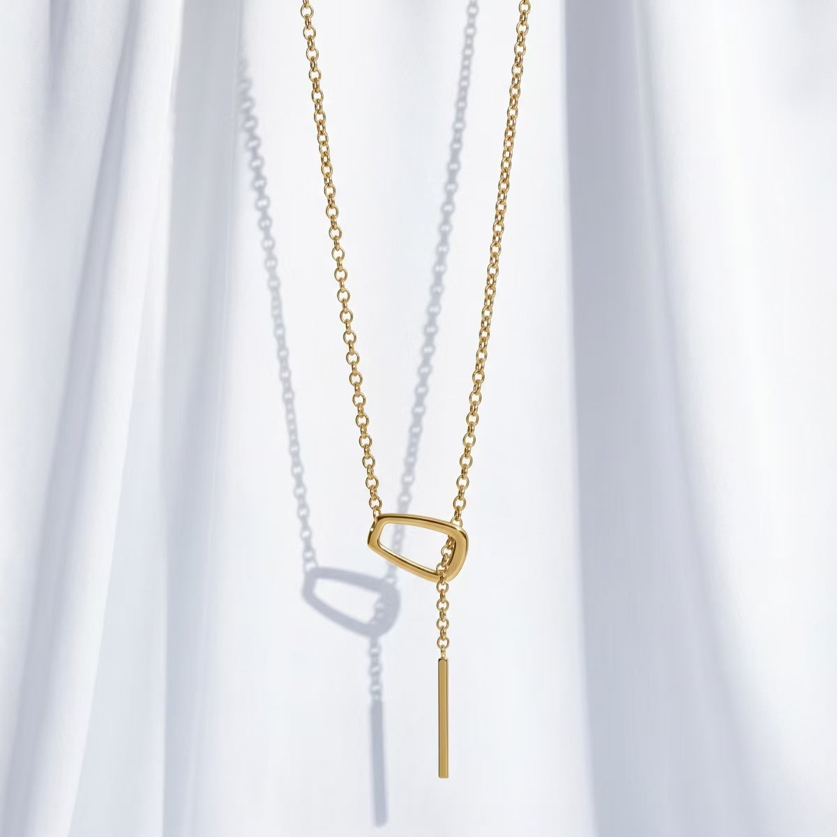 IG Style Geometric Asymmetrical Necklace For Women With KC Golden Plated Zinc Alloy And Cable Chain