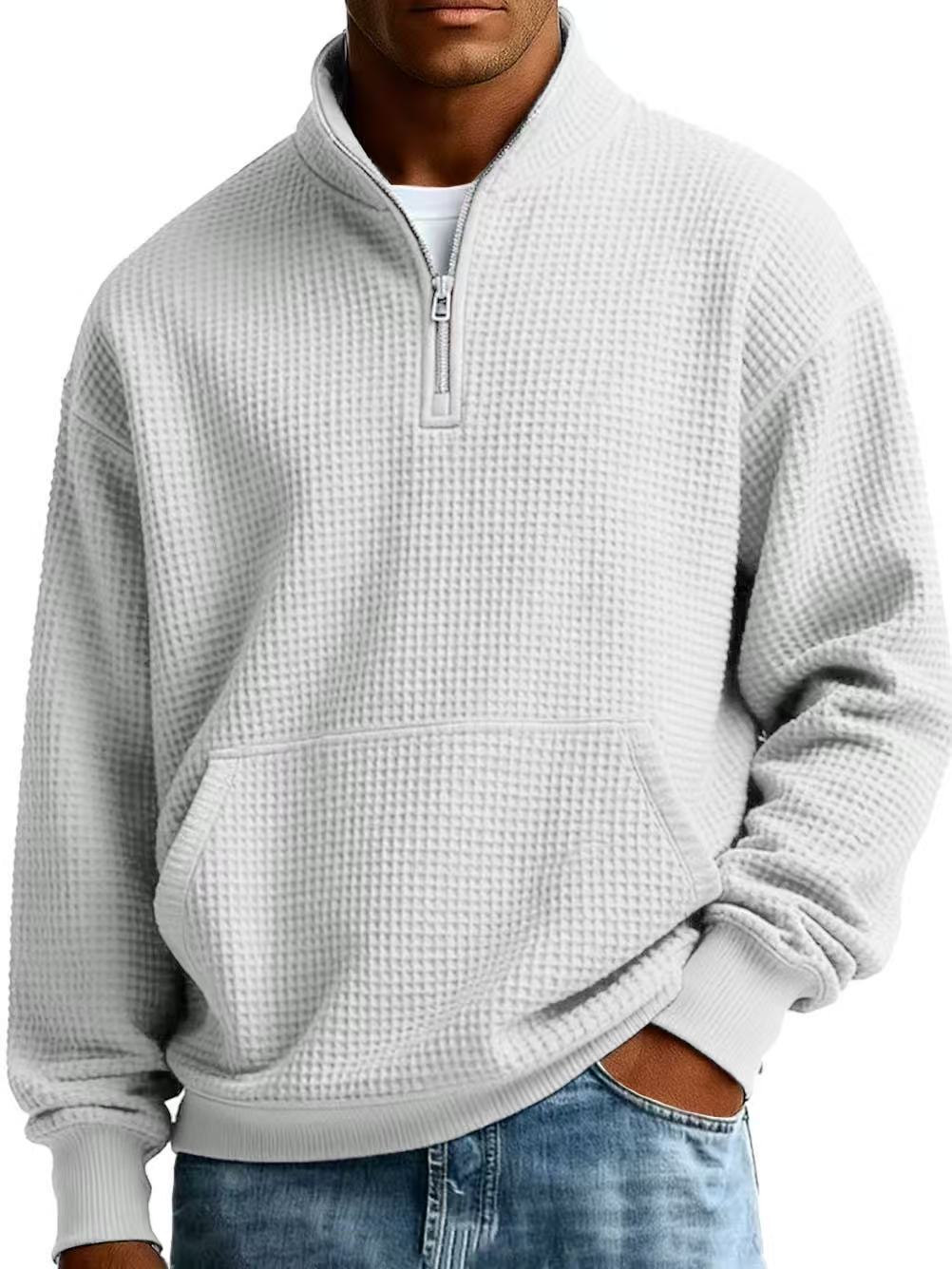 Men's Navy Blue Solid Color Long Sleeve Hoodie In Simple Style With Polyester Fabric