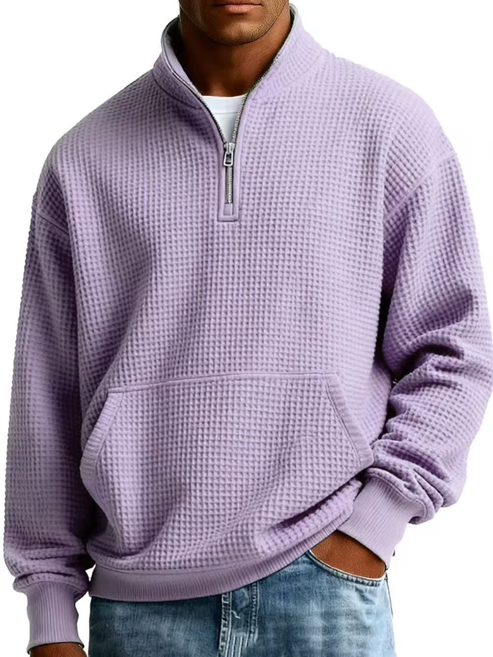 Men's Navy Blue Solid Color Long Sleeve Hoodie In Simple Style With Polyester Fabric