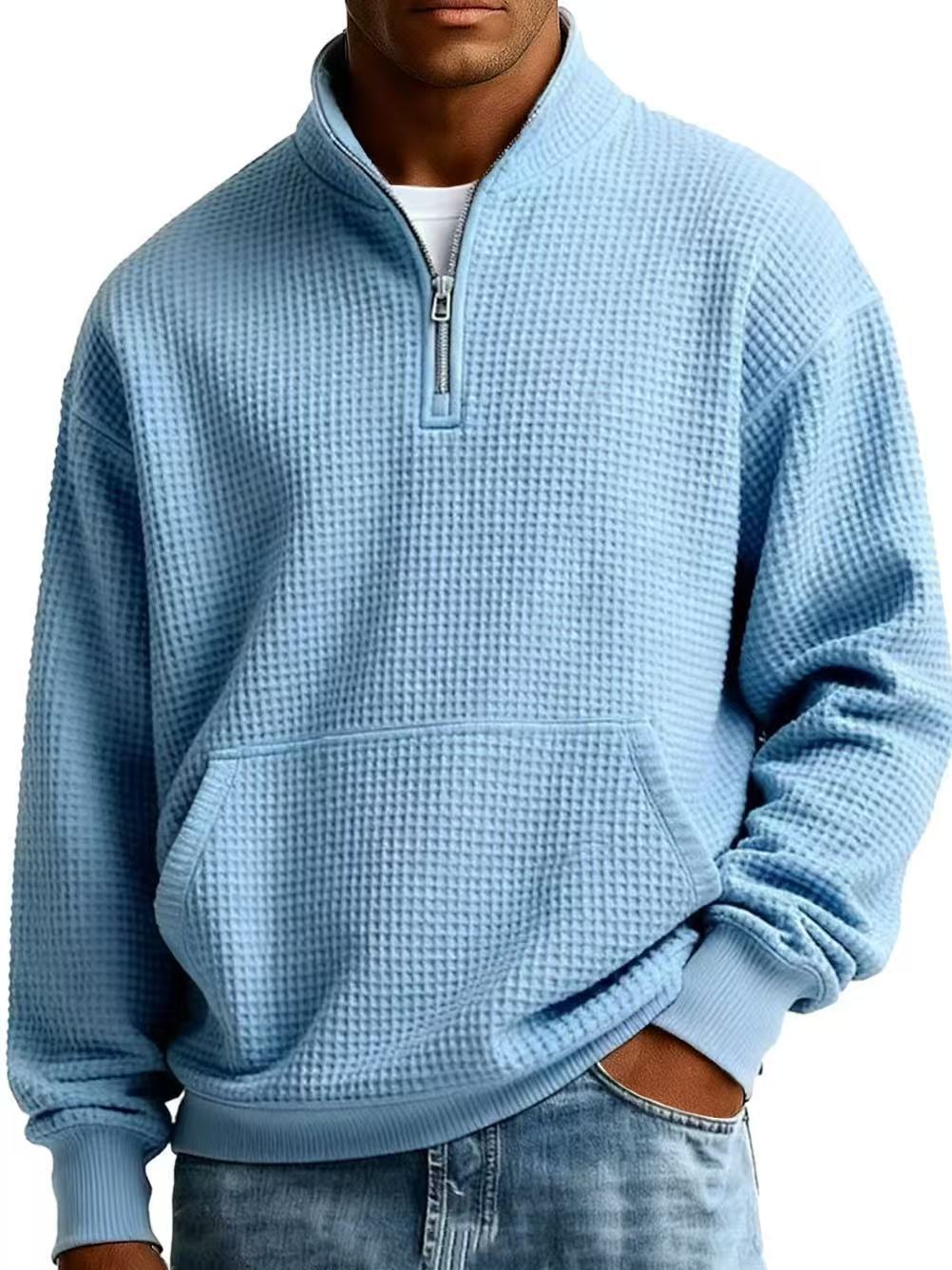 Men's Navy Blue Solid Color Long Sleeve Hoodie In Simple Style With Polyester Fabric