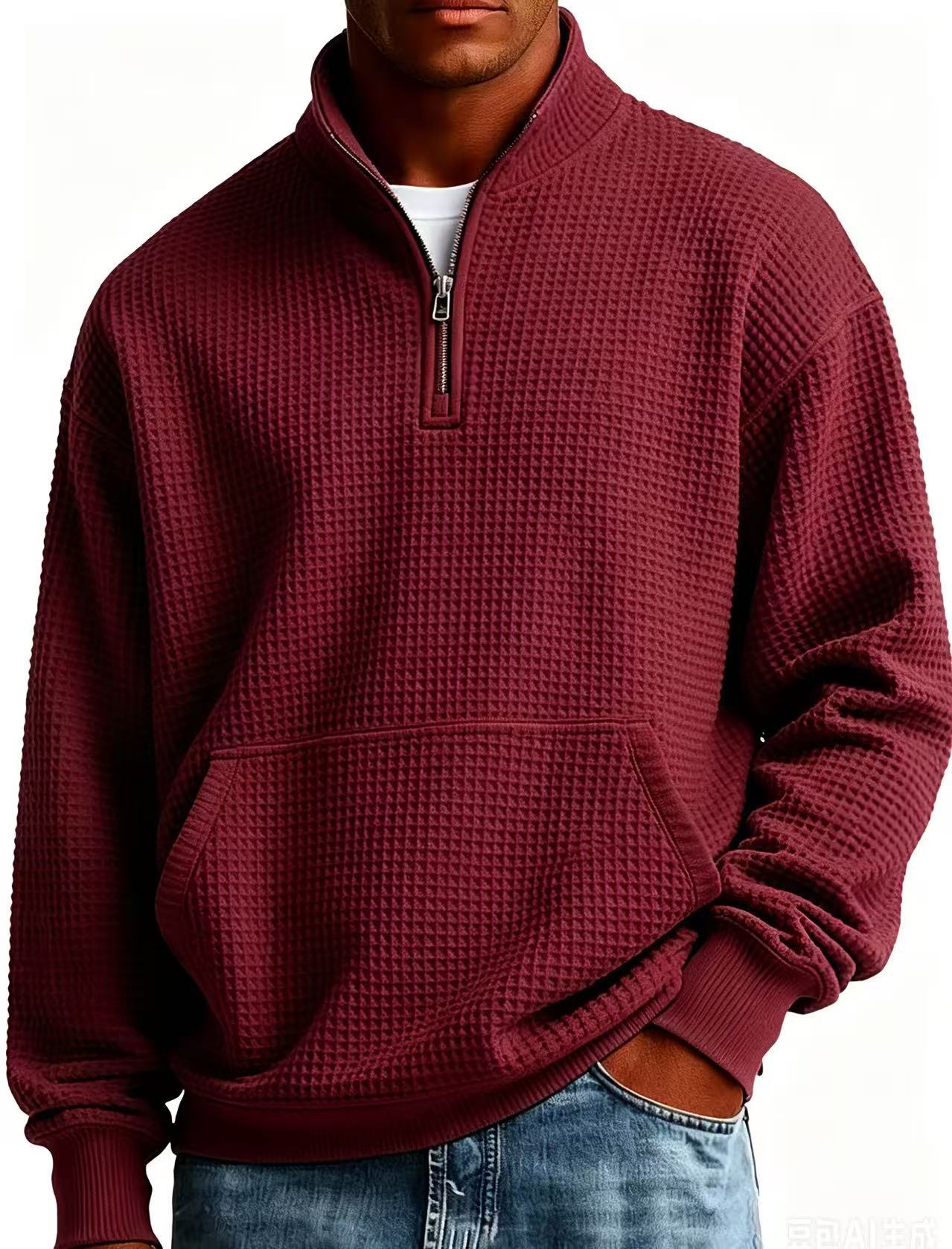 Men's Navy Blue Solid Color Long Sleeve Hoodie In Simple Style With Polyester Fabric