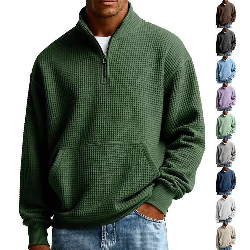 Men's Navy Blue Solid Color Long Sleeve Hoodie In Simple Style With Polyester Fabric