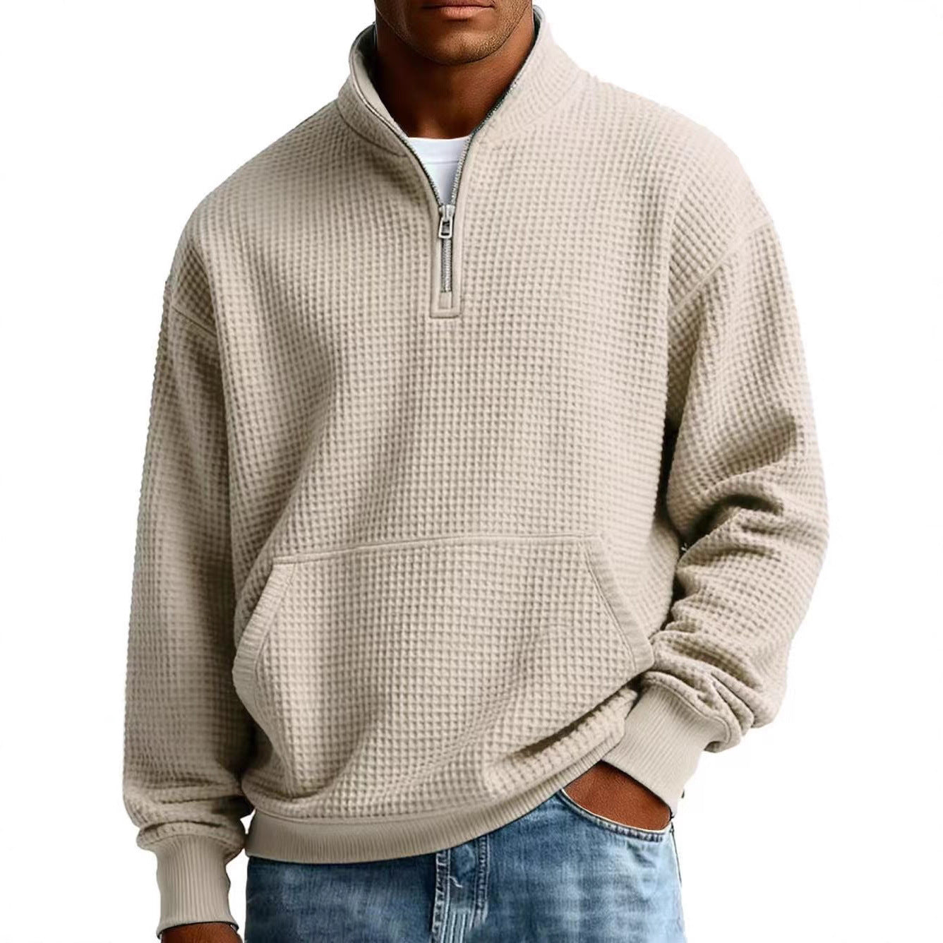 Men's Navy Blue Solid Color Long Sleeve Hoodie In Simple Style With Polyester Fabric