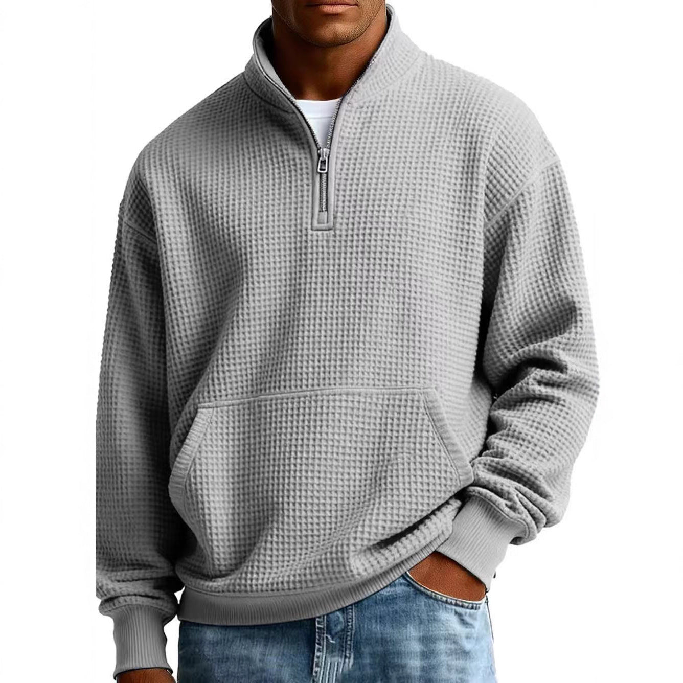 Men's Navy Blue Solid Color Long Sleeve Hoodie In Simple Style With Polyester Fabric
