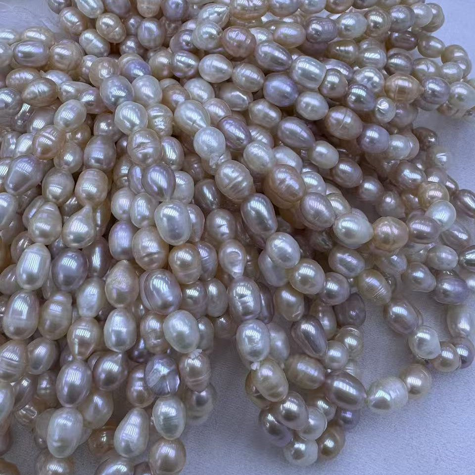 Simple Style Freshwater Pearl Bracelet With Natural White 6-7mm Rice-Shaped Pearls