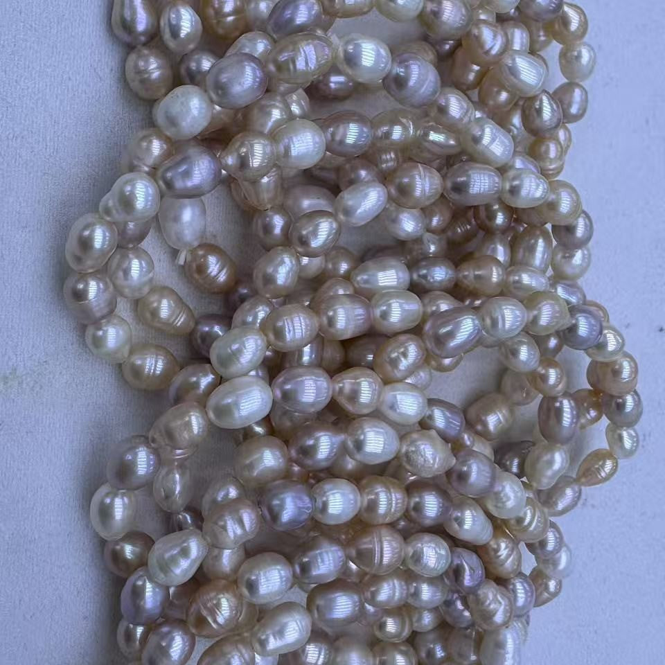 Simple Style Freshwater Pearl Bracelet With Natural White 6-7mm Rice-Shaped Pearls