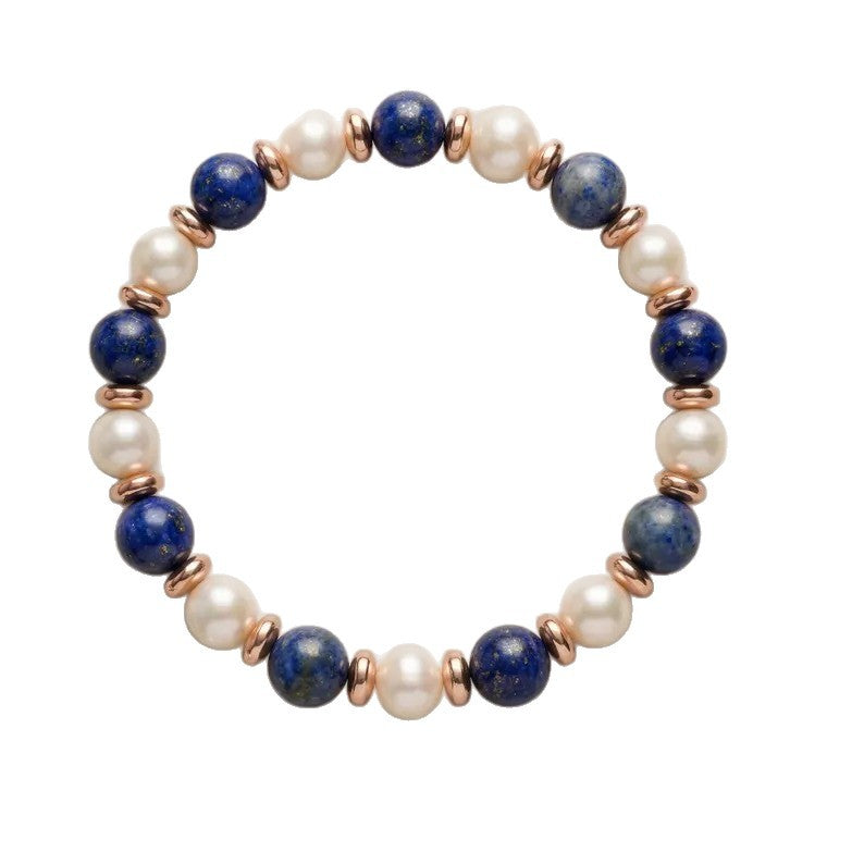 Elegant Freshwater Pearl Beaded Bracelet For Women With Elastic String Chain