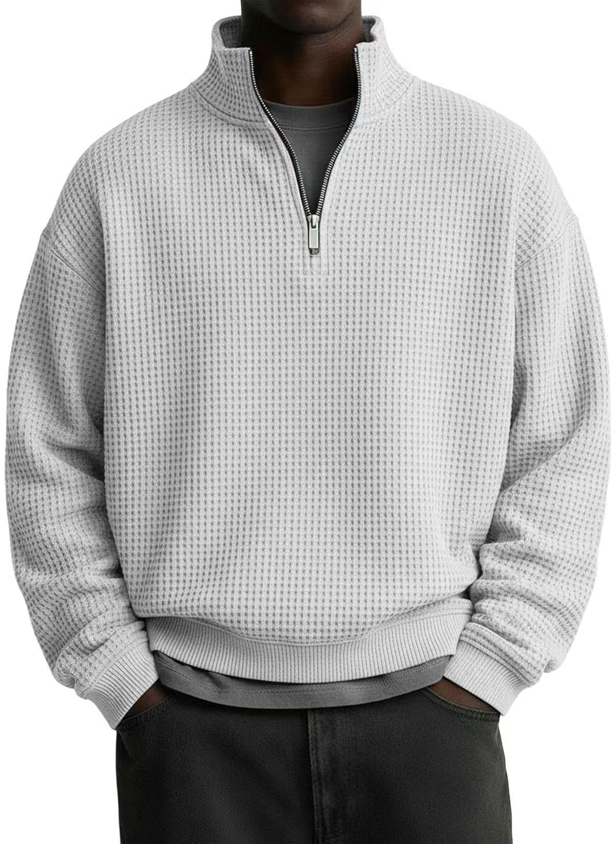 Men's Casual Solid Color Light Purple Long Sleeve Hoodie In Polyester Fabric