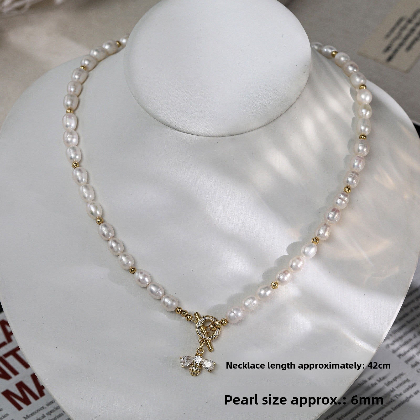 New Style Color Block Necklace Featuring 4-5mm Baroque Freshwater Pearls With Copper Metal