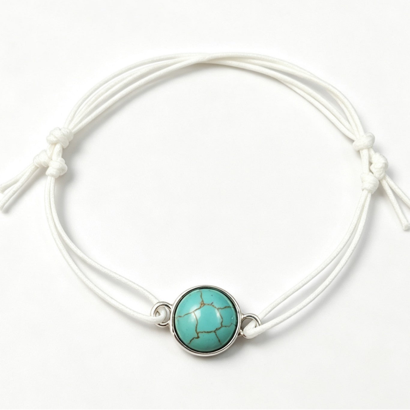 Ethnic Style White Alloy Bracelet With Turquoise Inlay, Braid Craft, Designed For Women