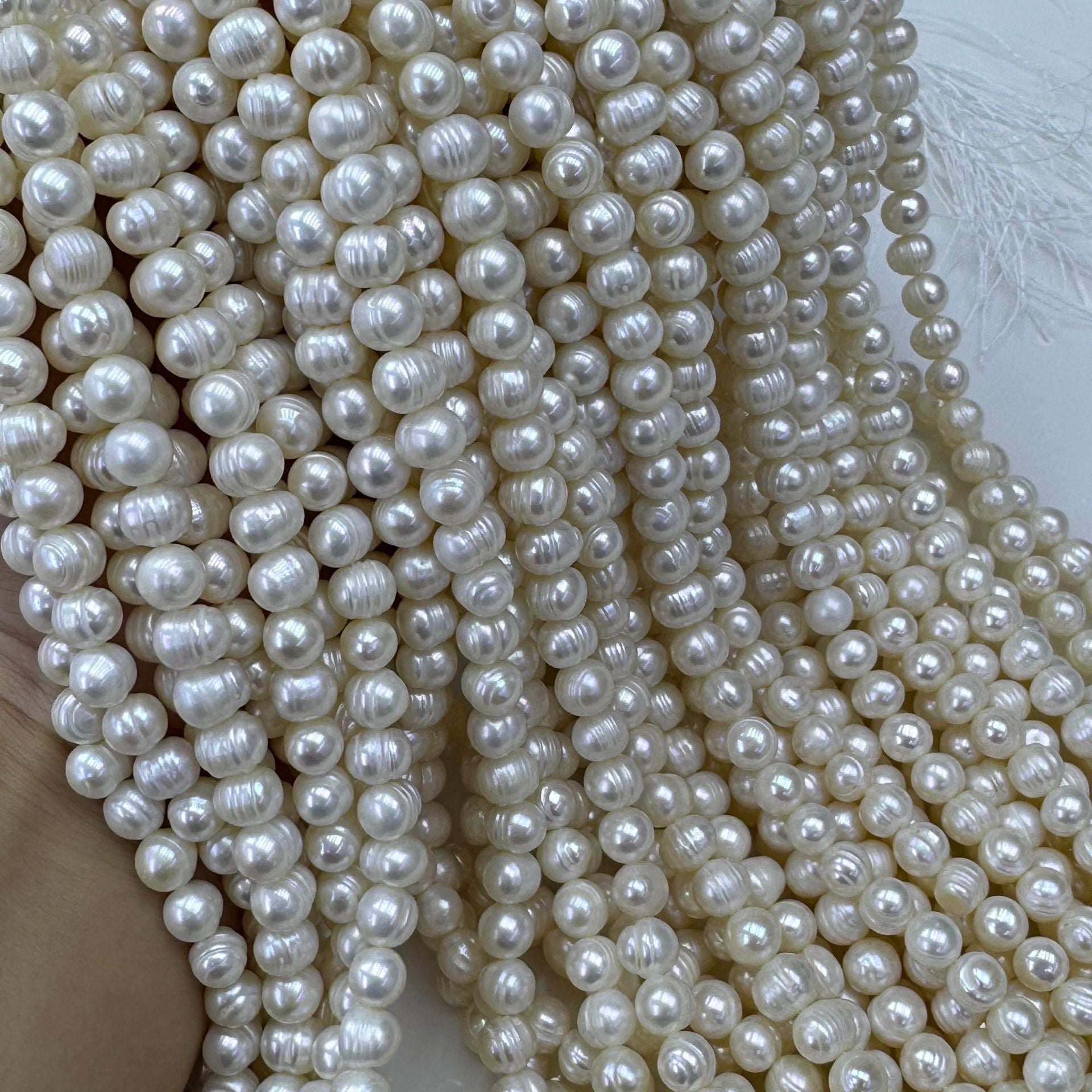 Handmade Freshwater Pearl Necklace With Natural White 7-8mm Pearls