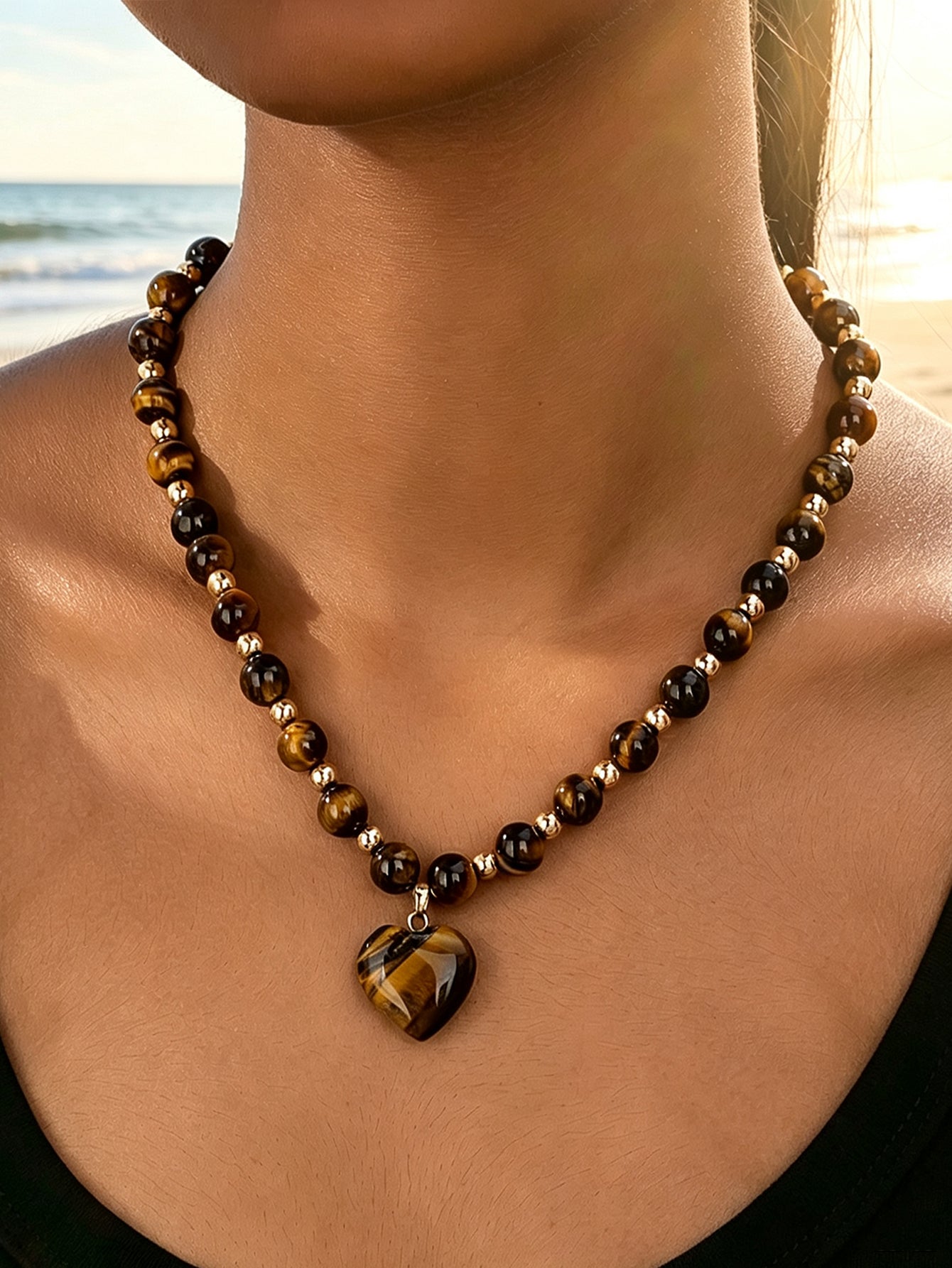 Bohemian Heart Shape Necklace For Women With Waterproof Non Tarnish Multicolor Acrylic Pendant And Cord In Chain