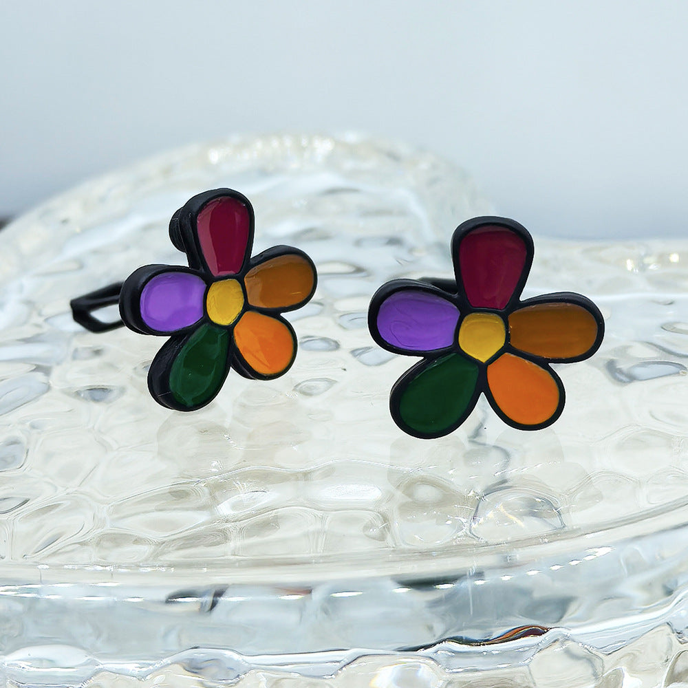 New Style Flowers Clip Earrings For Women In Colour With Stoving Varnish Finish, Made Of Zinc Alloy