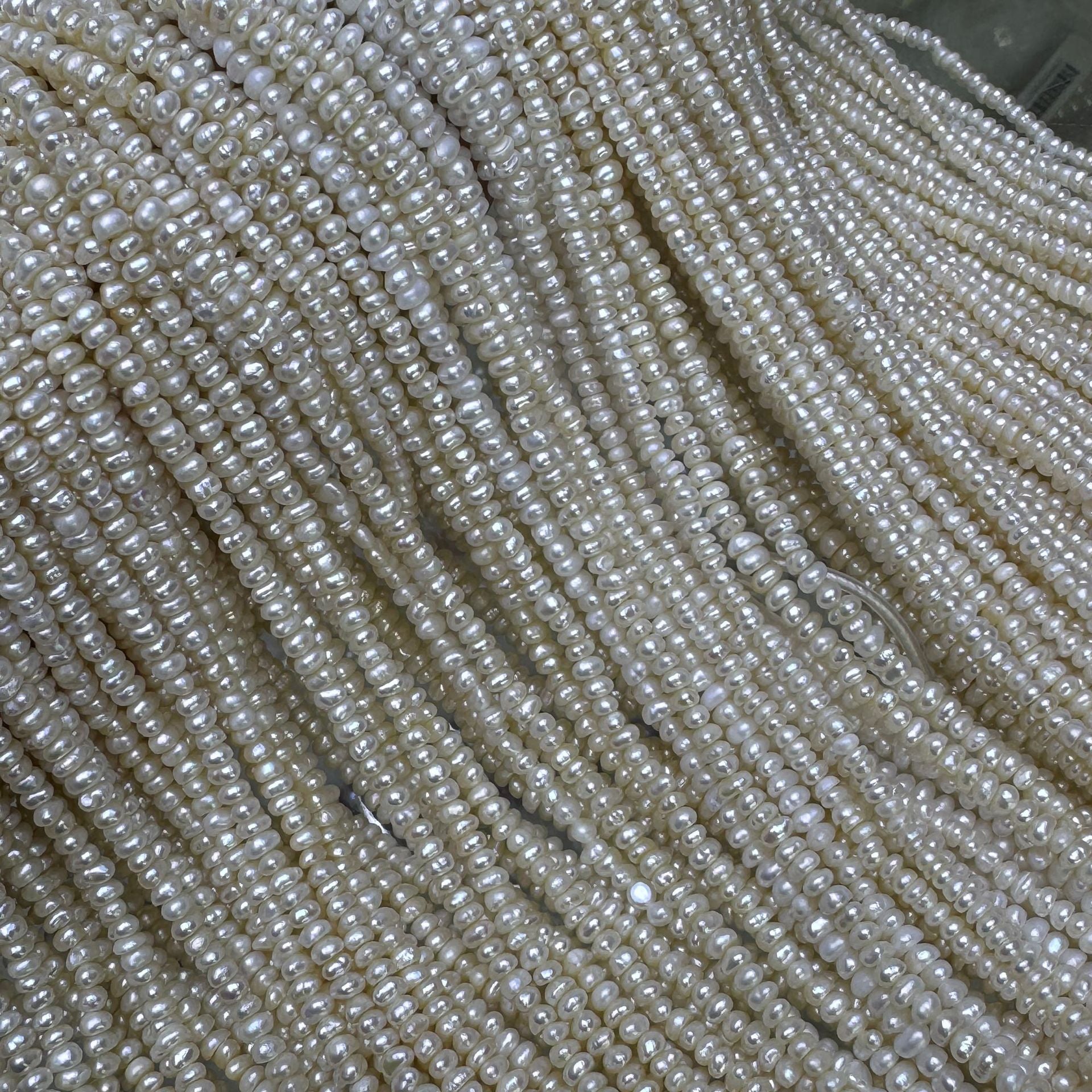 Handmade Freshwater Pearl Necklace Featuring Natural White 3-4mm Button Pearls