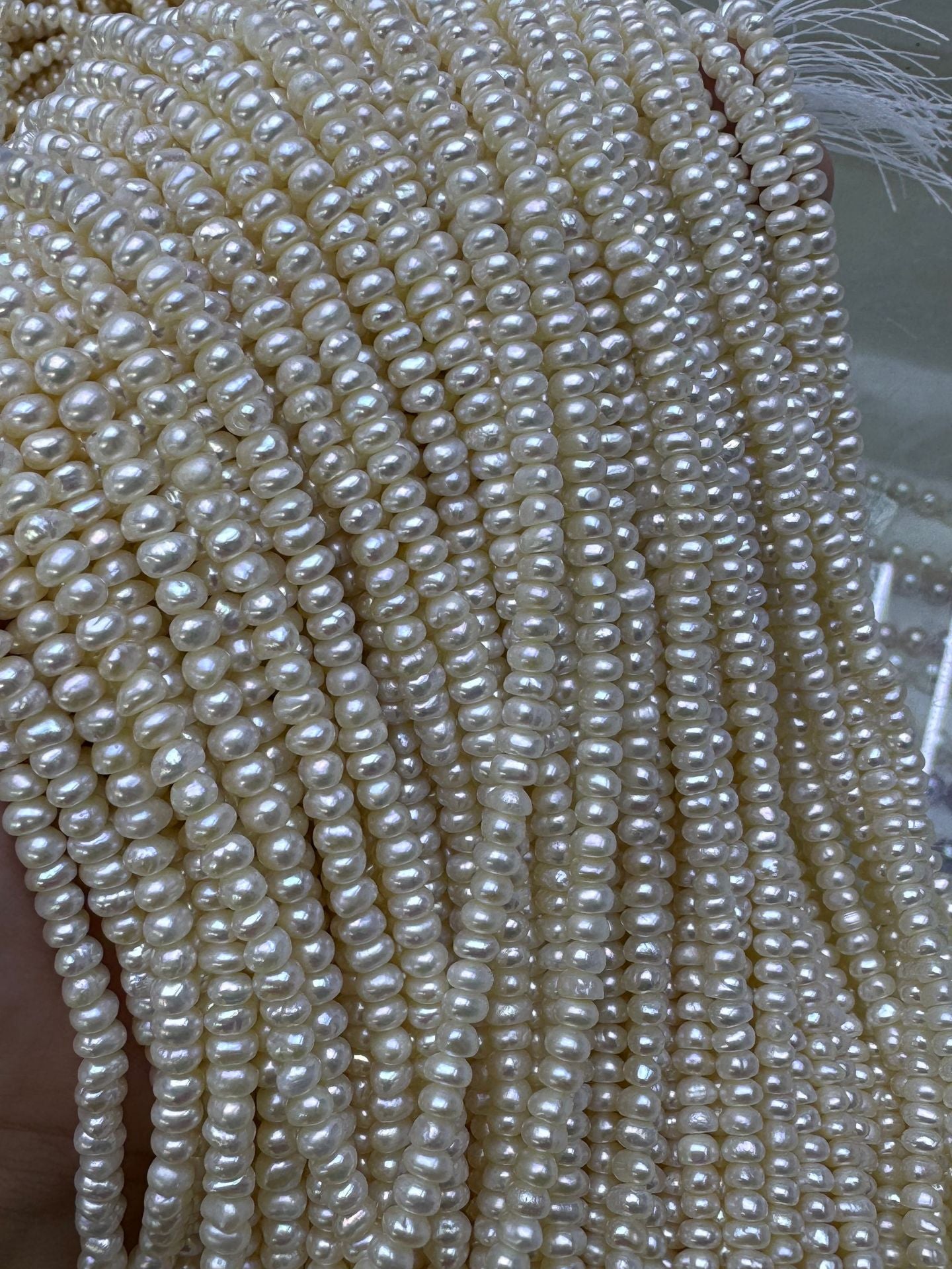 Handmade Freshwater Pearl Necklace Featuring Natural White 3-4mm Button Pearls