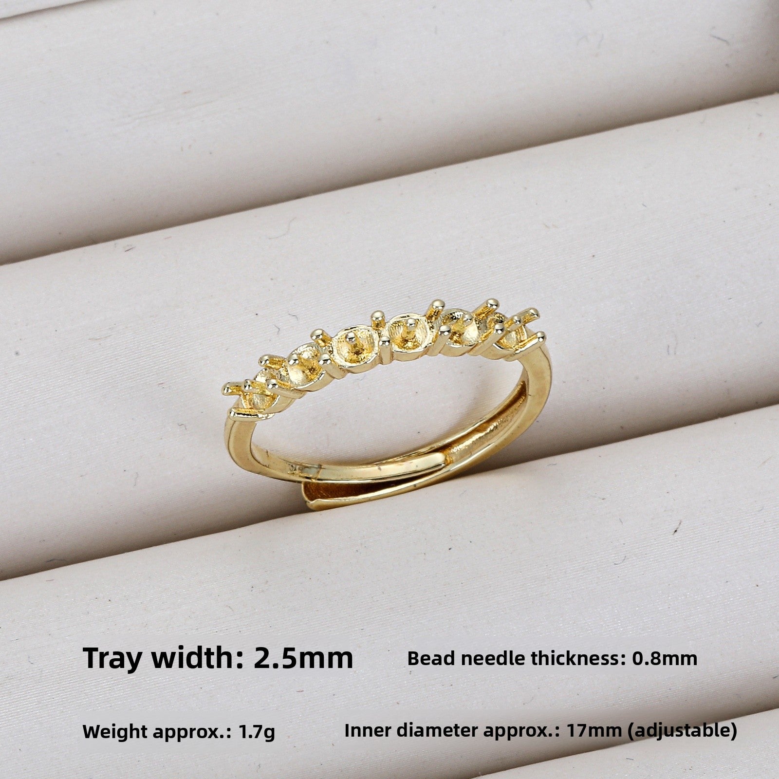 Irregular Copper Ring Setting With 18K Real Gold Electroplated Finish Featuring Zircon Inlay