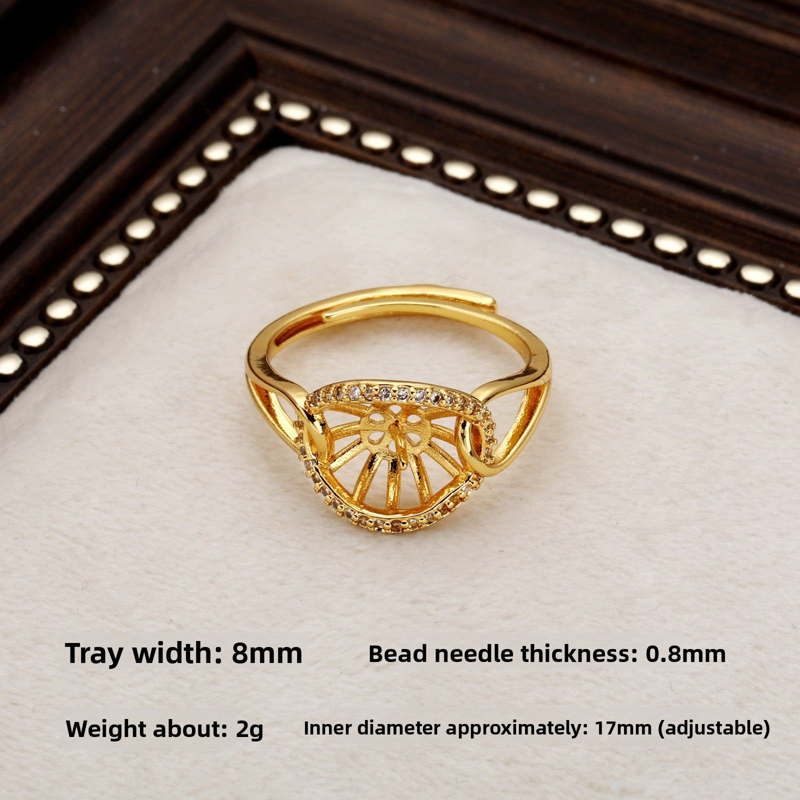 Handmade Pearl Ring Setting In Copper With Electroplated 18K Real Gold Plated Finish