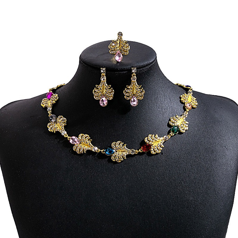 Bohemian Women’s Jewelry Set Featuring Flower Patterns With Turquoise Inlay, Alloy Material, And Tassel Craft