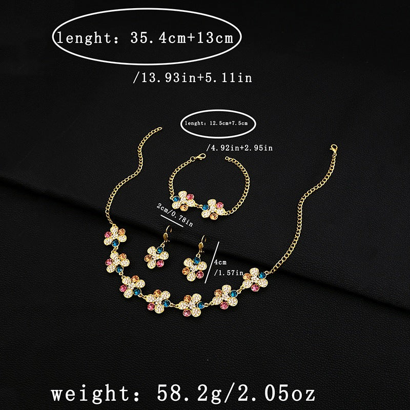 Bohemian Women’s Jewelry Set Featuring Flower Patterns With Turquoise Inlay, Alloy Material, And Tassel Craft