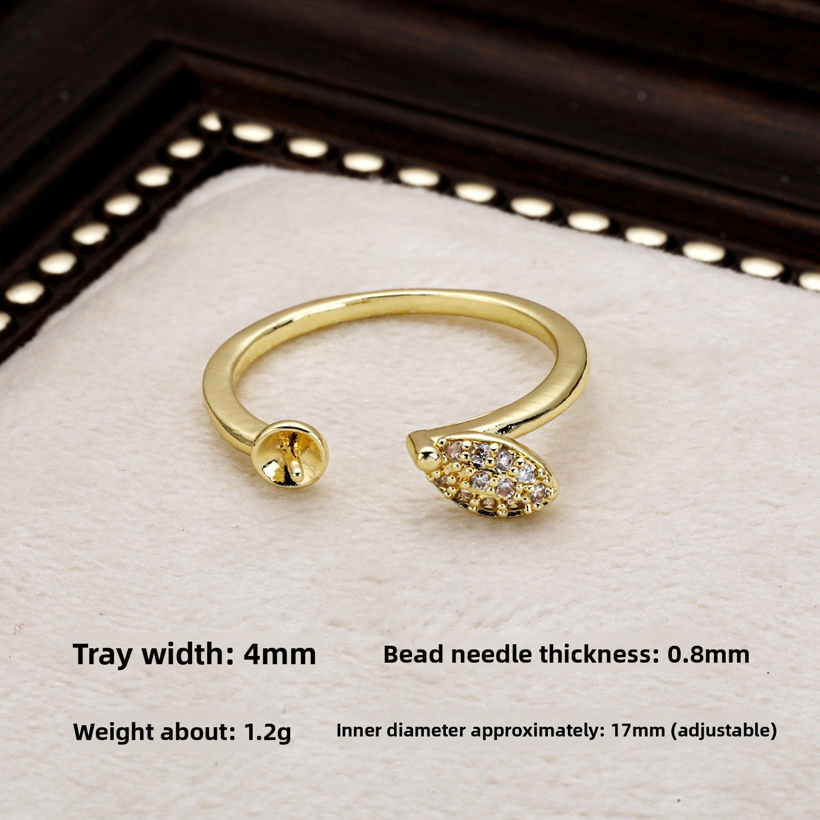 Handmade Pearl Ring Setting In Copper With Electroplated 18K Real Gold Plated Finish