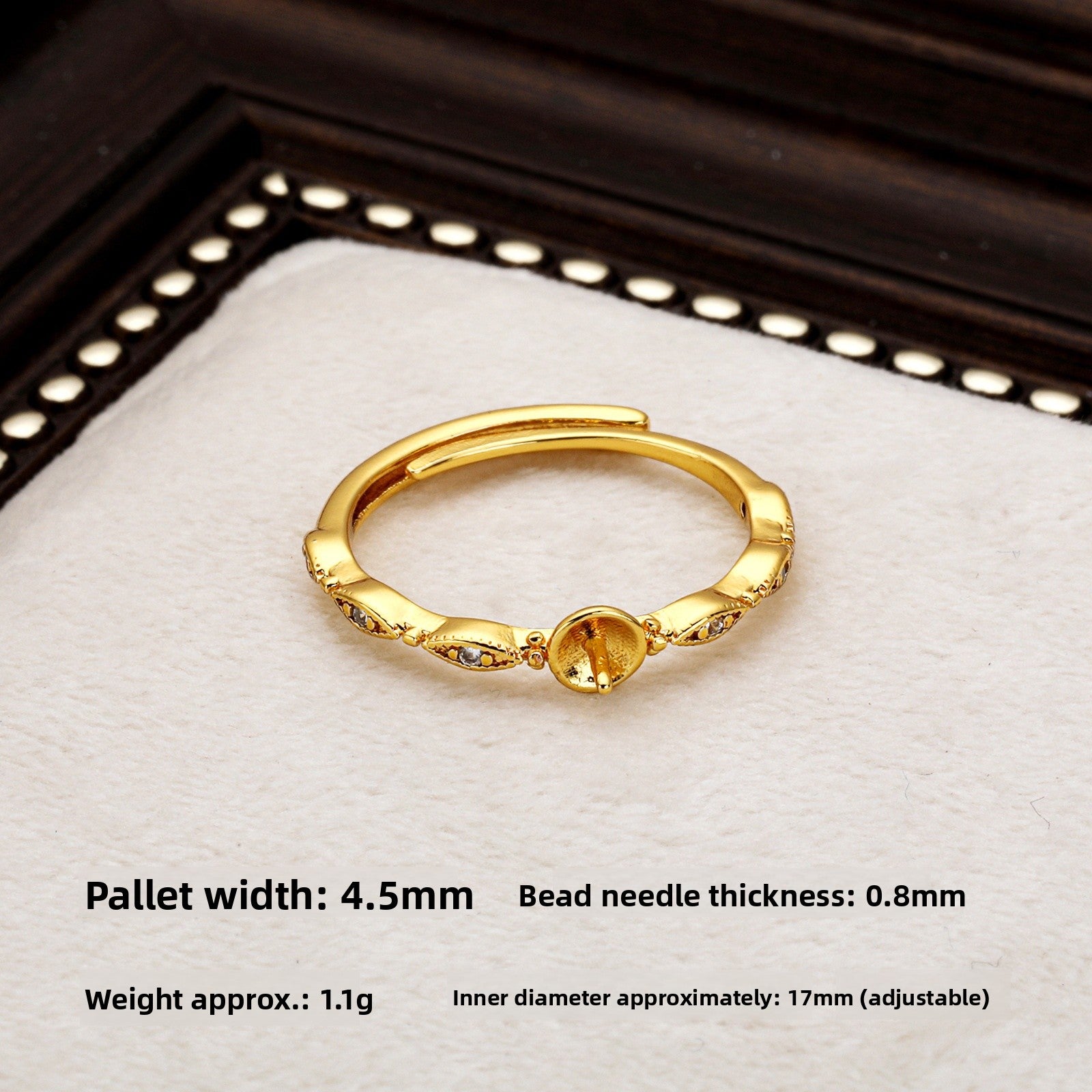 Handmade Pearl Ring Setting In Copper With Electroplated 18K Real Gold Plated Finish