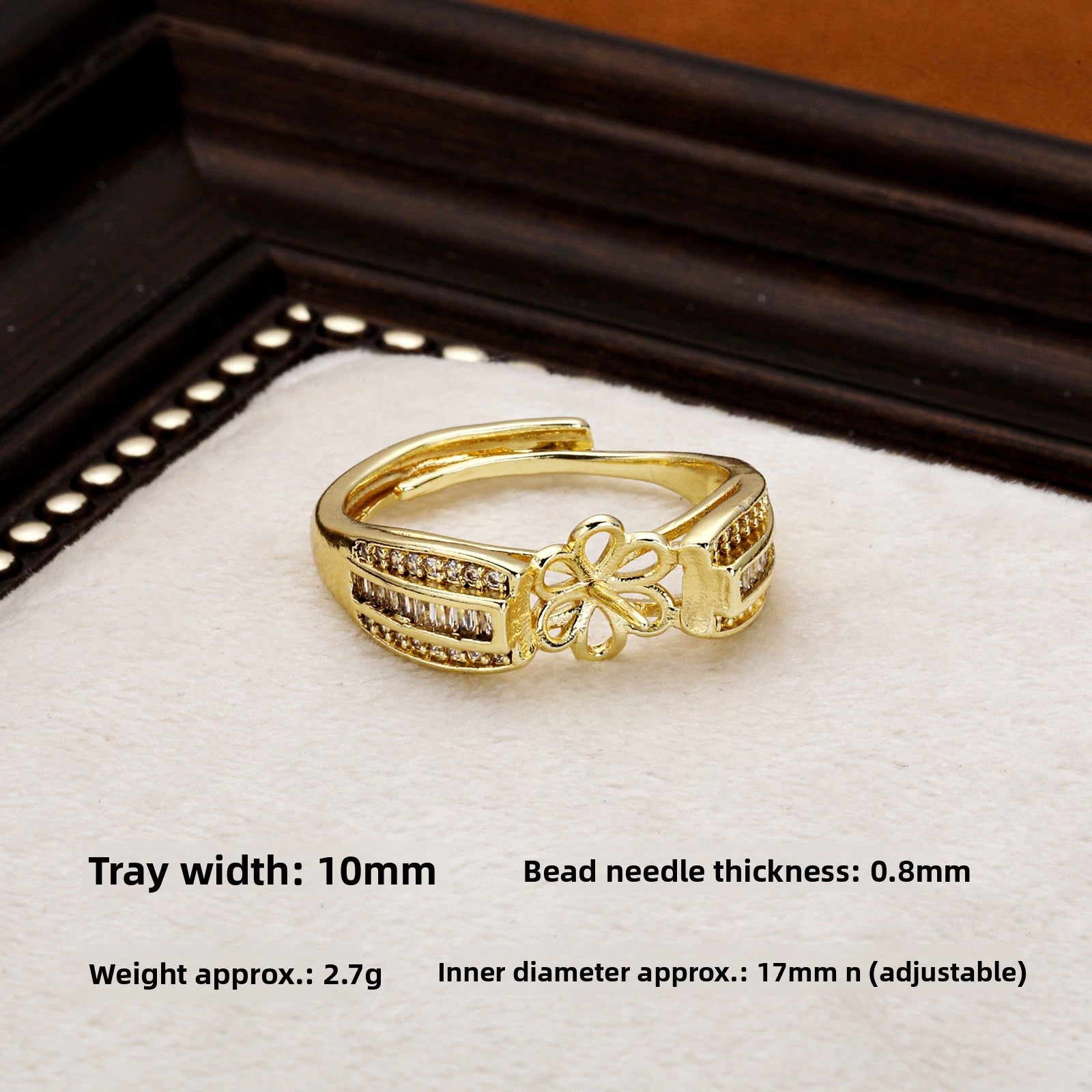 Handmade Pearl Ring Setting In Copper With Electroplated 18K Real Gold Plated Finish