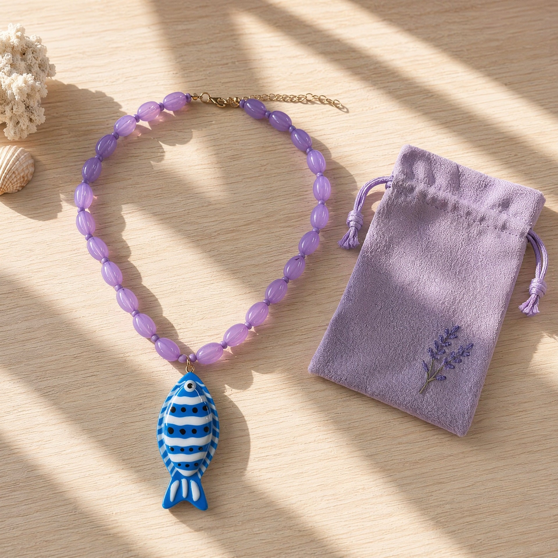 Handmade Tropical Fish Pendant Necklace For Women Featuring Acrylic Resin In Vibrant Colour