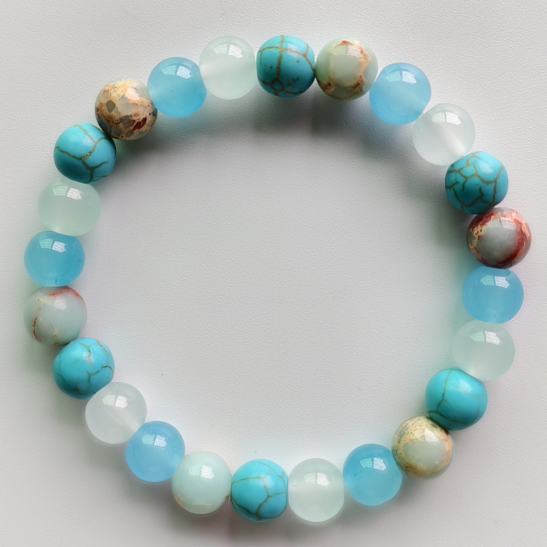 Heart Shape Beaded Bracelet In Multicolor Featuring Natural Stone And Turquoise Inlay For Unisex Wear