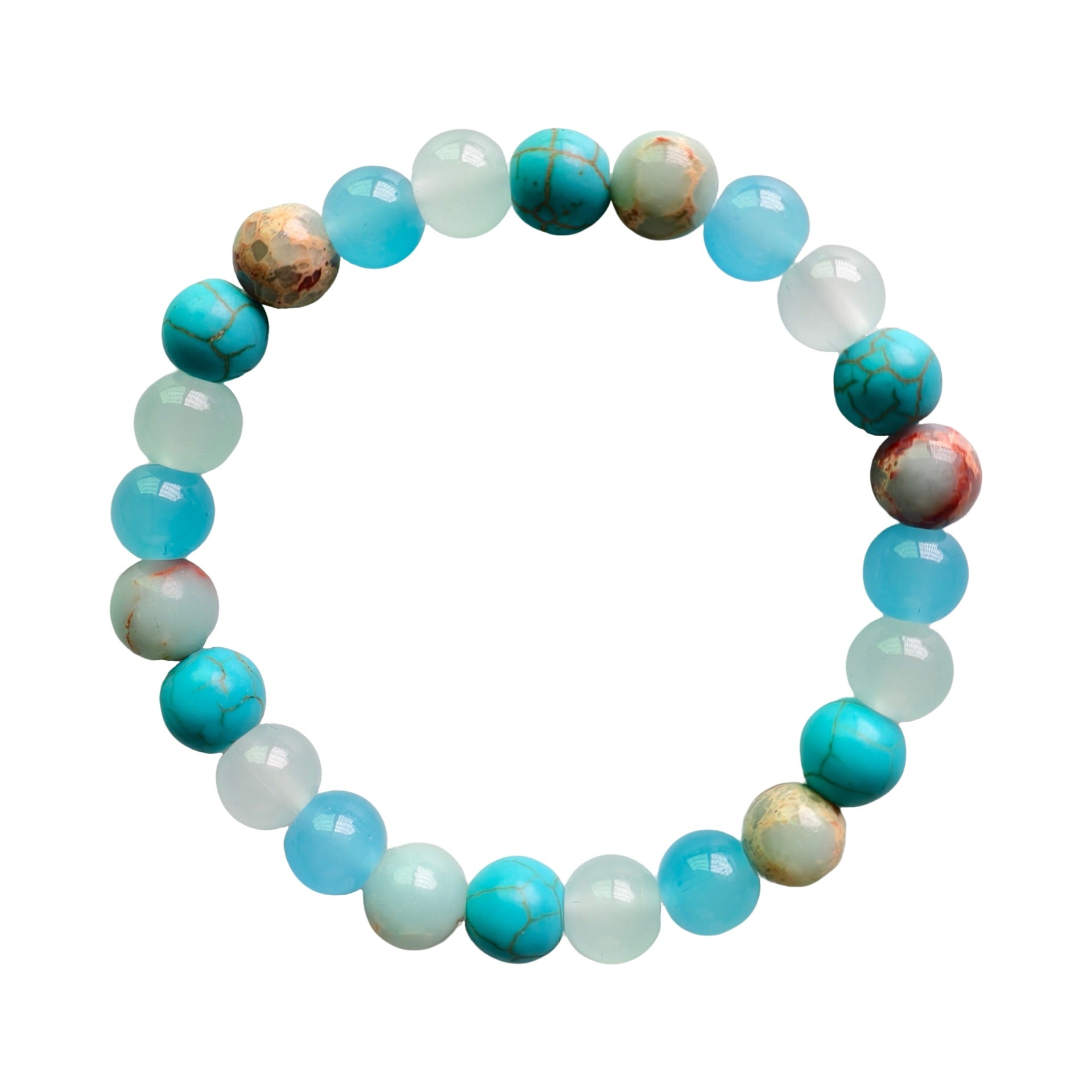 Heart Shape Beaded Bracelet In Multicolor Featuring Natural Stone And Turquoise Inlay For Unisex Wear