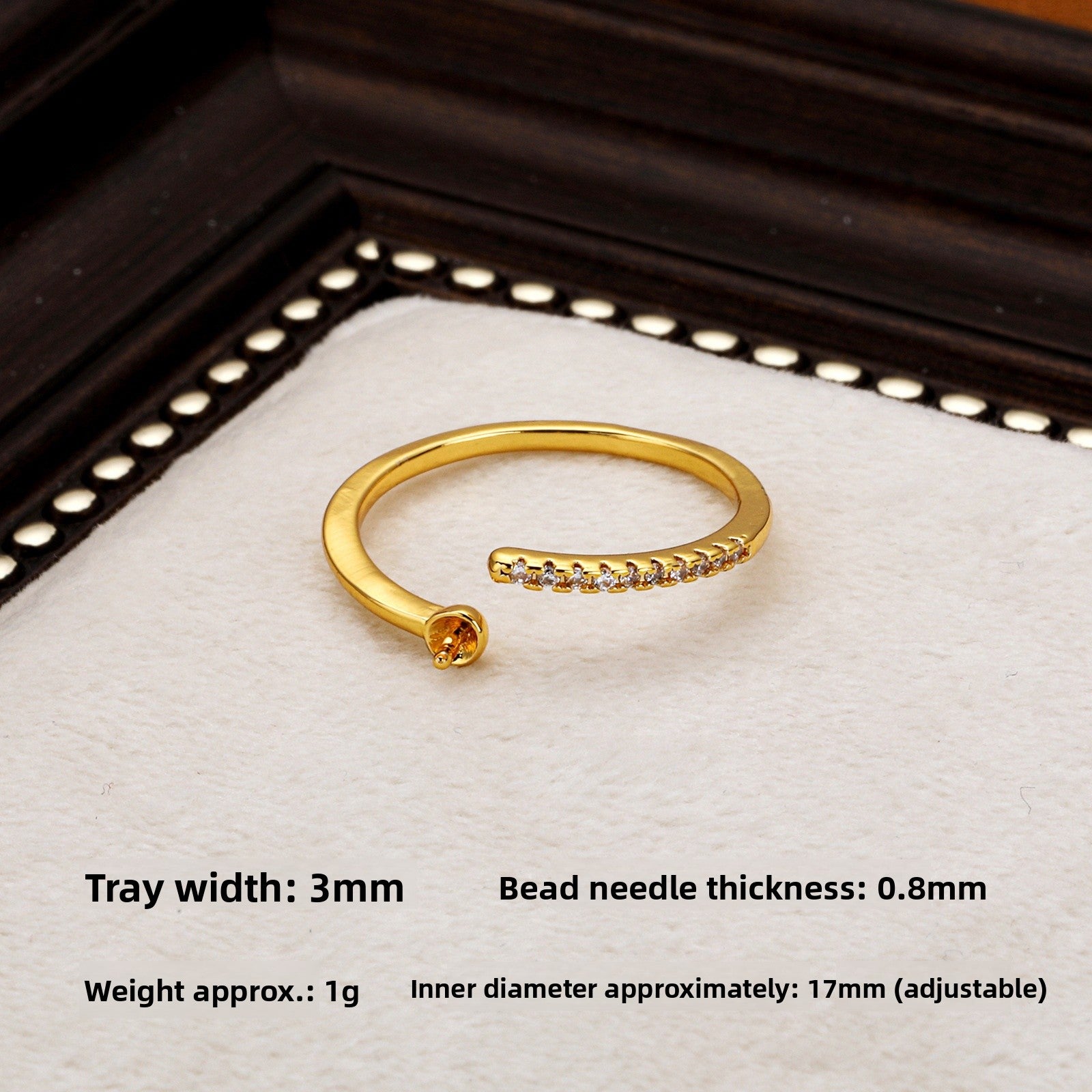 Handmade Pearl Ring Setting In Copper With Electroplated 18K Real Gold Plated Finish