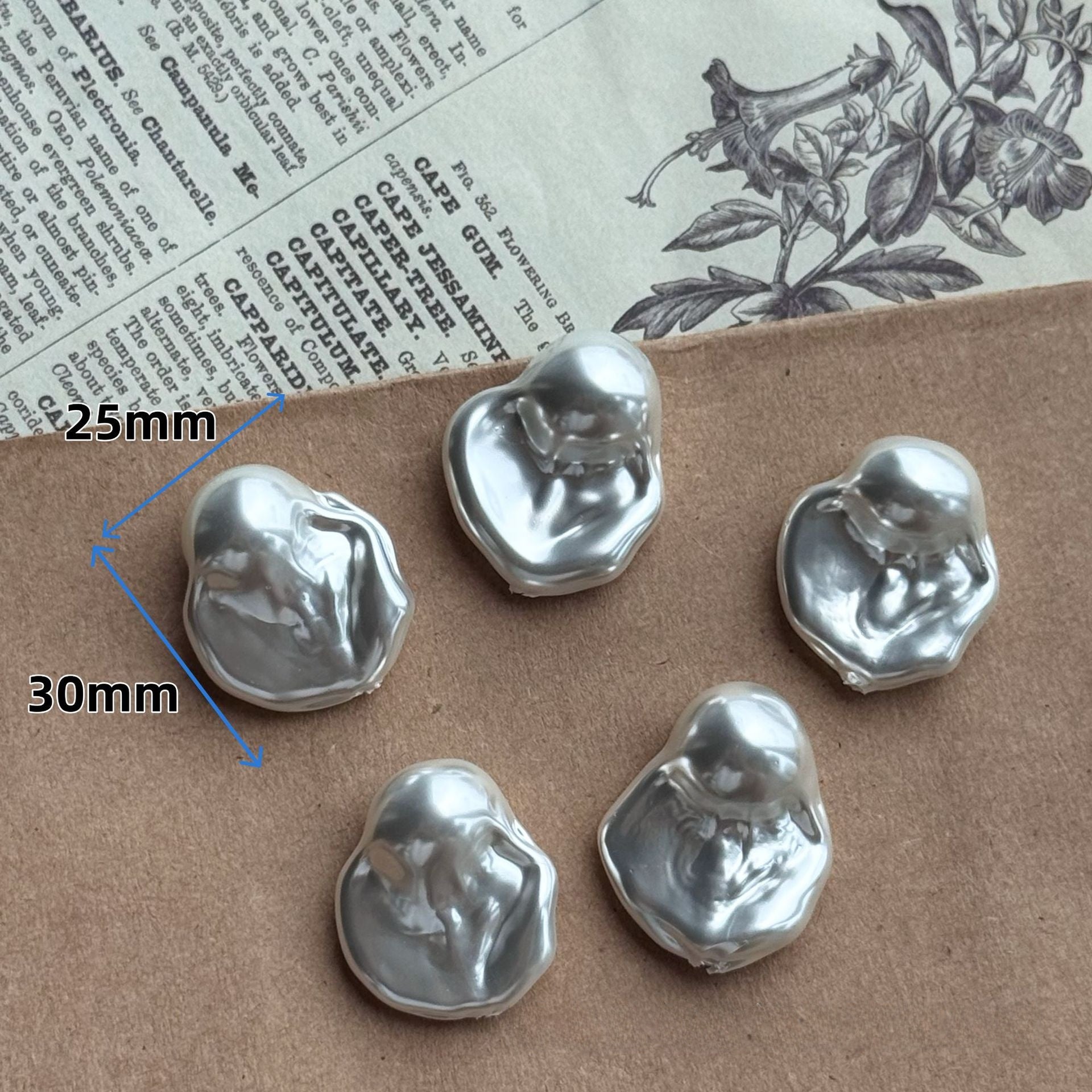 Irregular Baroque Style Glass Pearl Earring Findings With Half-Drilled Baroque Pearl Inlay