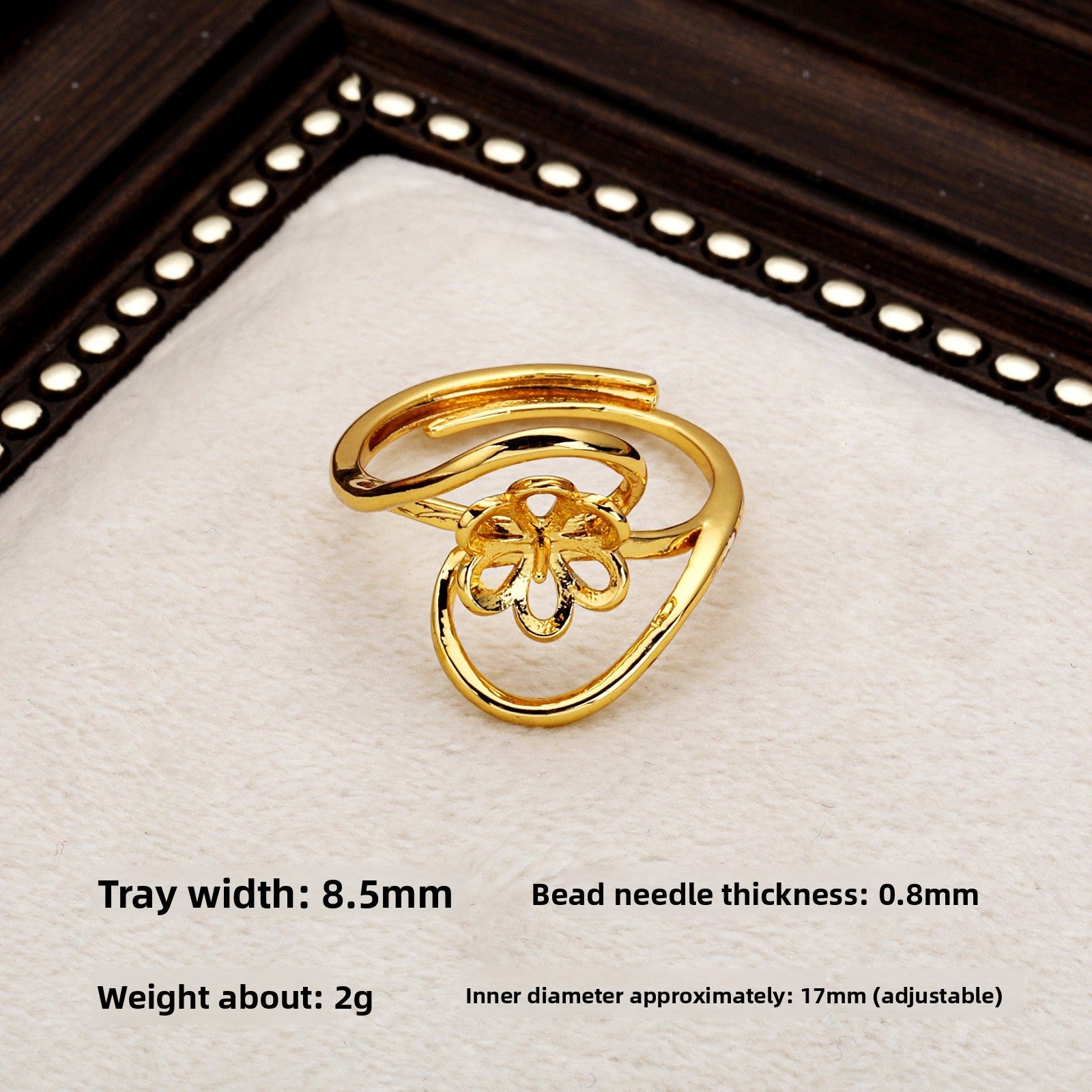 Handmade Pearl Ring Setting In Copper With Electroplated 18K Real Gold Plated Finish