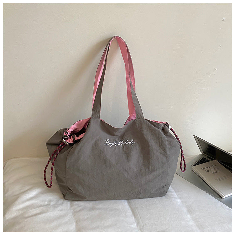Color Block Square Canvas Bag For Women With Single Shoulder Strap, Large Capacity Canvas Shoulder Bag