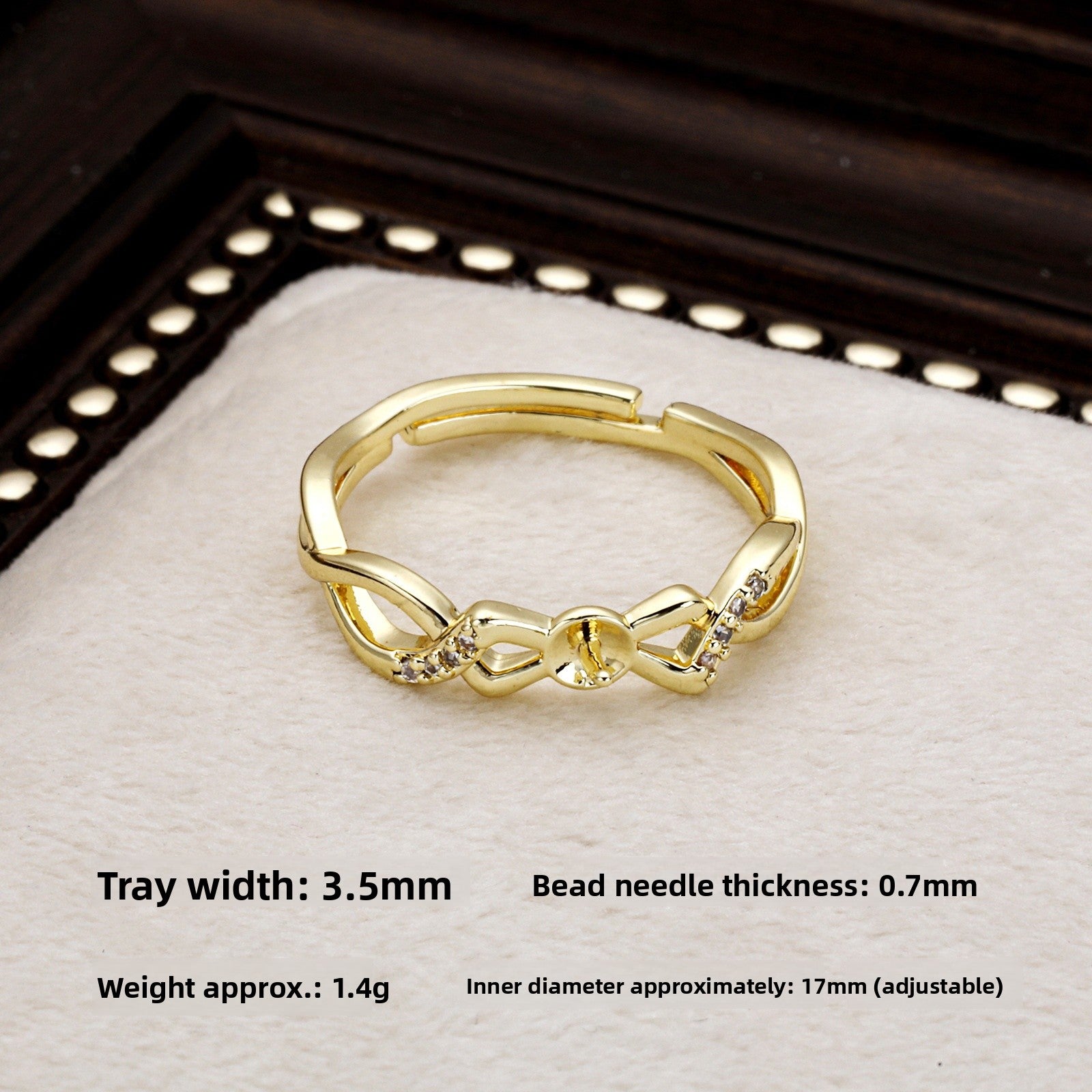 Handmade Pearl Ring Setting In Copper With Electroplated 18K Real Gold Plated Finish
