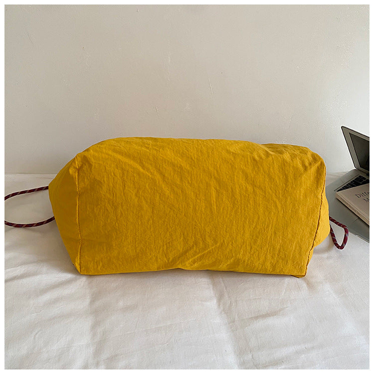 Color Block Square Canvas Bag For Women With Single Shoulder Strap, Large Capacity Canvas Shoulder Bag