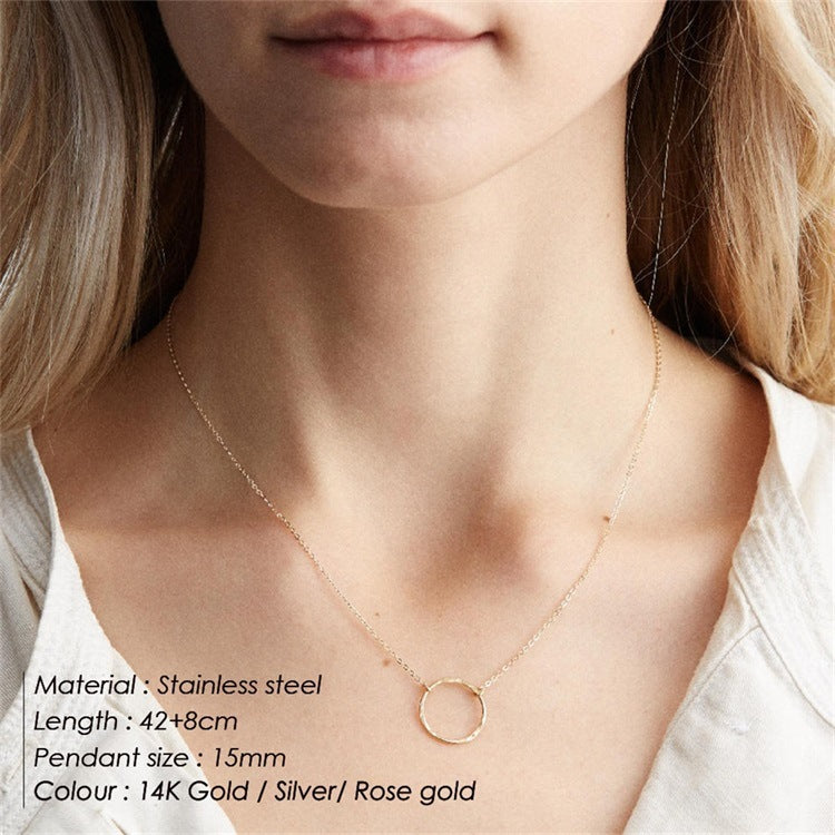 Geometric Double Layer Necklaces For Women In Steel Color, 304 Stainless Steel With Electroplated Finish And Thin Chain