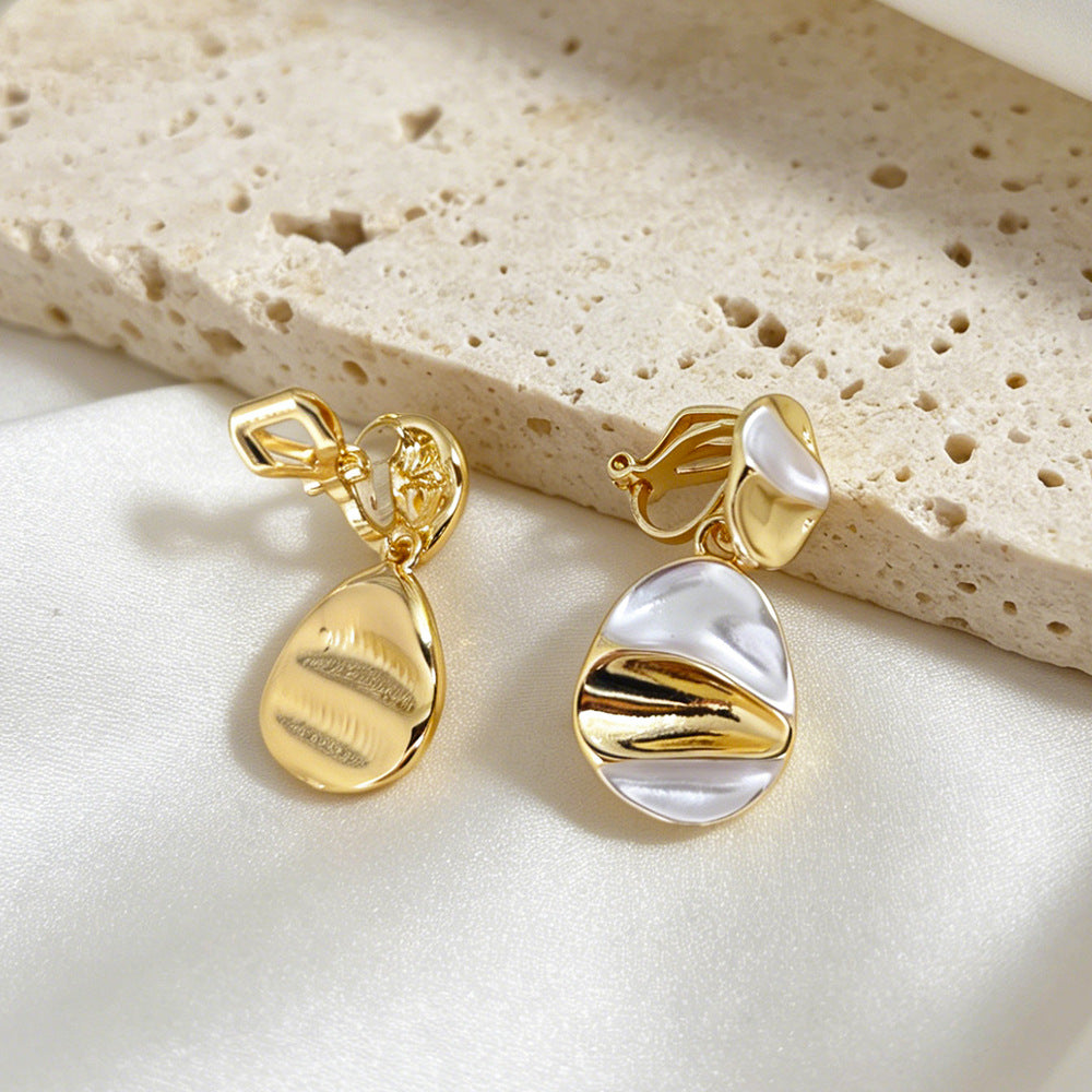 Geometric Purple Clip Earrings For Women In Zinc Alloy With Stoving Varnish Finish, Featuring Clip-On Style
