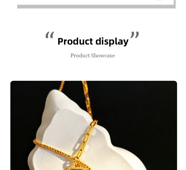 Gold Letter Necklace For Women With Copper Pendant On Golden Plated Paperclip Chain
