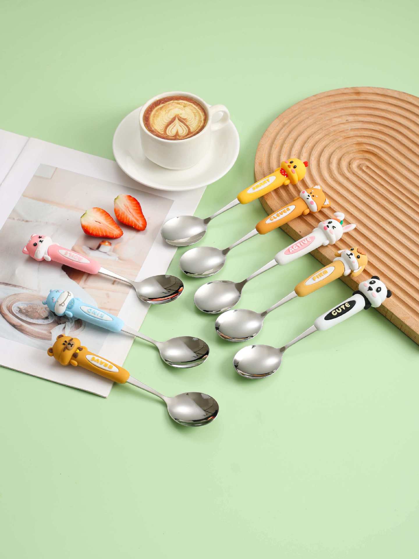 Cute Cartoon Tableware With 304 Stainless Steel Inner Liner, Portable And Foldable Design For Kitchen And Dining