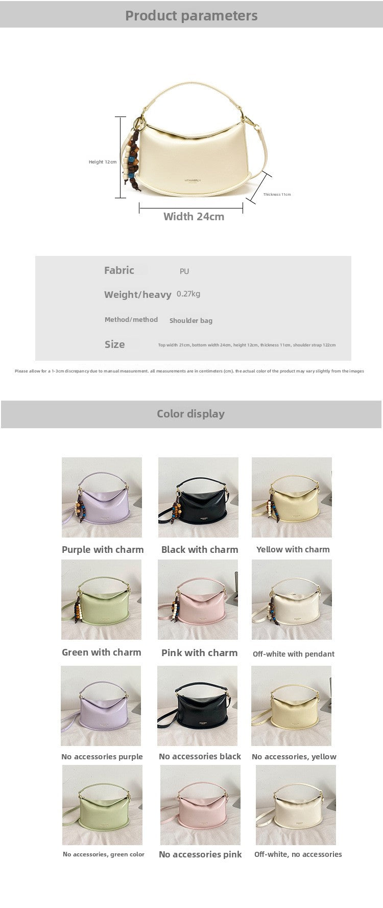 Solid Color Dumpling Shape Handbag In PU Leather With Sewing Thread Detail, Featuring Top Handle For  Autumn And Winter